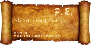 Páhi Richárd névjegykártya